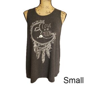 Women's Graphic Tank Rhinestone Bling Moon Graphic Tank Top Small